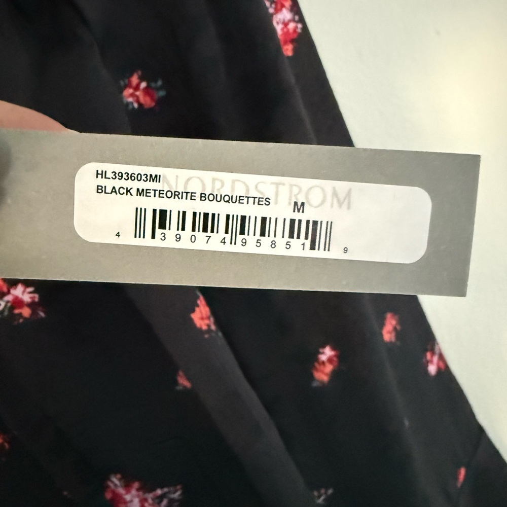 Nordstrom Black Faux Satin Blazer with Pink Floral Print - Picture 5 of 6
